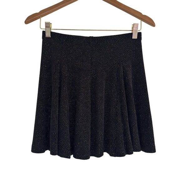 Vintage Betsey Johnson Y2K 90s Black & Gold Glitter Punk Label Mini Skirt Size S